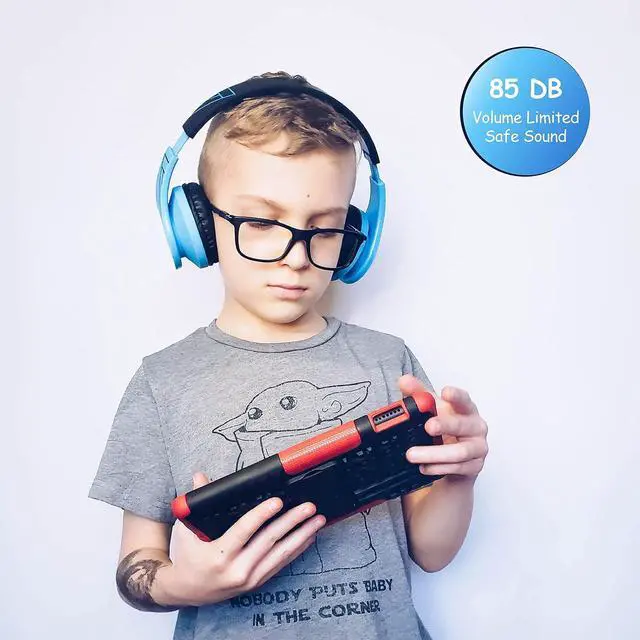 Alt view image 5 of 7 - PowerLocus Bluetooth Headphones for Kids, Wireless Foldable Headphones Over Ear, Headphone with Microphone, 85DB Volume Limit, Wireless and Wired Headset with Micro SD, FM for Cellphones, Tablets, PC