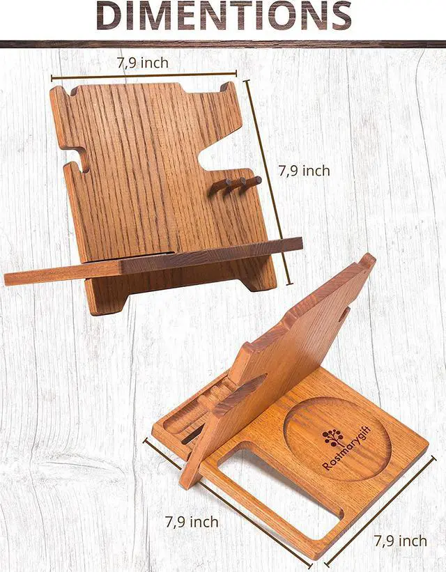 Alt view image 7 of 7 - Wooden Phone Docking Station Desk Organizer Night Stand for iPhone Watch Sunglasses Keys Top Mens Anniversary Christmas for Dad Husband Men Him Fathers Day Present Bed Side Valet Tray