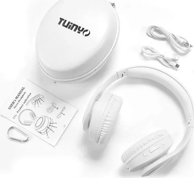 Alt view image 7 of 7 - Bluetooth Headphones Wireless,Tuinyo Over Ear Stereo Wireless Headset 35H Playtime with deep bass, Soft Memory-Protein Earmuffs, Built-in Mic Wired Mode PC/Cell Phones/TV-White