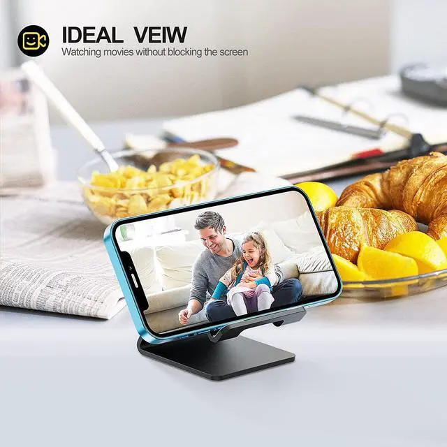 Alt view image 7 of 7 - Urmust Desk Cell Phone Stand Holder Aluminum Phone Dock Cradle Compatible with Switch, for iPhone 14 13 12 11 Pro Xs Xs Max Xr X 8 7 6 6s Plus 5 5s 5c, Office Decor Accessories Desk (Black)