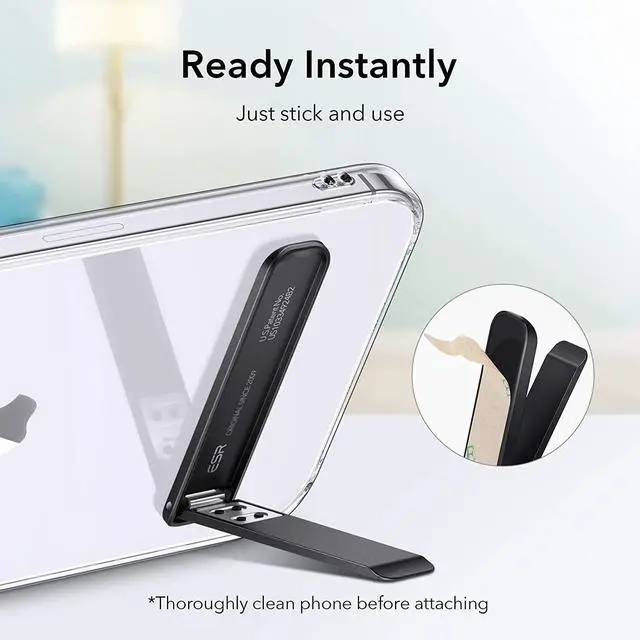 Alt view image 2 of 7 - ESR Boost Phone Kickstand, Vertical and Horizontal Stand, Adjustable Angle, Compatible with iPhone 14/14 Plus/14 Pro/14 Pro Max, iPhone 13/12 Series, Samsung Galaxy S22/S21 Series, Black