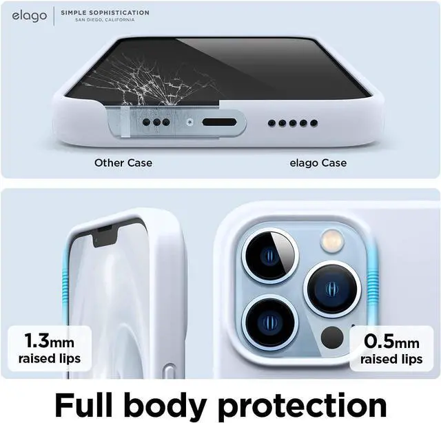 Alt view image 5 of 7 - Liquid Silicone Case Compatible with iPhone 13 Pro Case (6.1"), Premium Silicone, Full Body Protection - 3 Layer Shockproof Phone Cover, Anti-Scratch Soft Microfiber Lining (Light Blue)