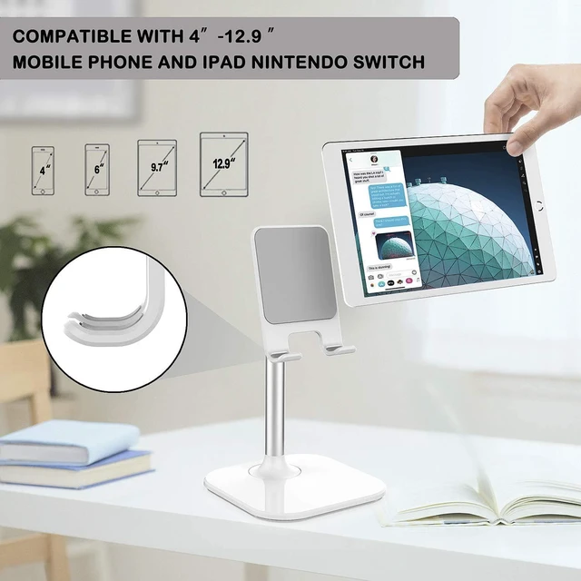 Alt view image 2 of 7 - Cell Phone Stand Phone Stand for Desk Phone Holder Stand Compatible with iPhone and All Mobile Phones Tablet Gifts for Adults Women Men Mom Wife White