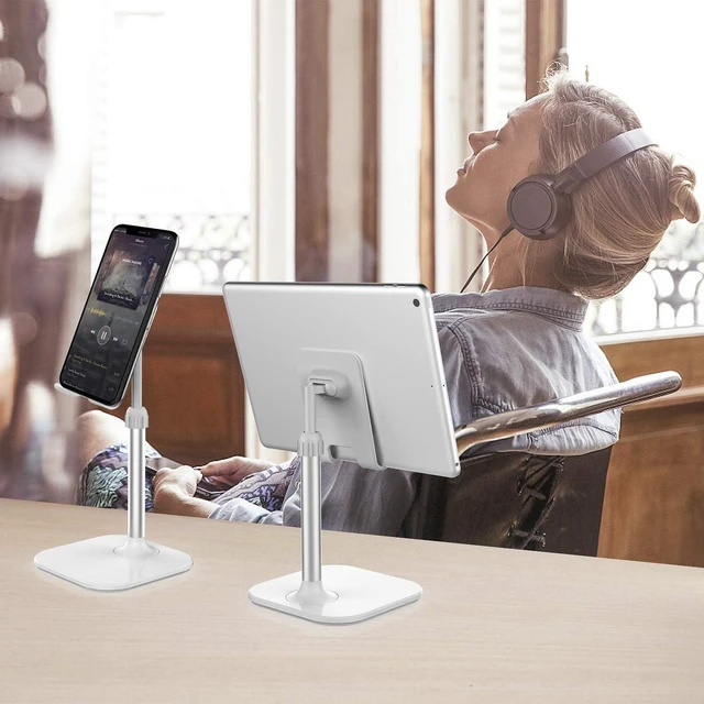 Alt view image 7 of 7 - Cell Phone Stand Phone Stand for Desk Phone Holder Stand Compatible with iPhone and All Mobile Phones Tablet Gifts for Adults Women Men Mom Wife White