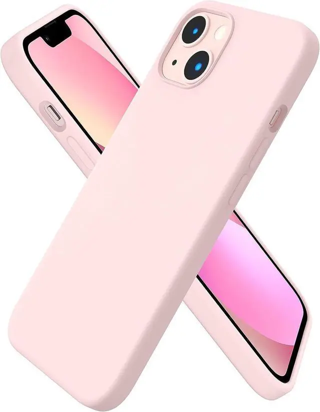 Main image of Compatible with iPhone 13 Case 6.1 Slim Liquid Silicone 3 Layers Full Covered Soft Gel Rubber Case Cover 6.1 inch-Chalk Pink