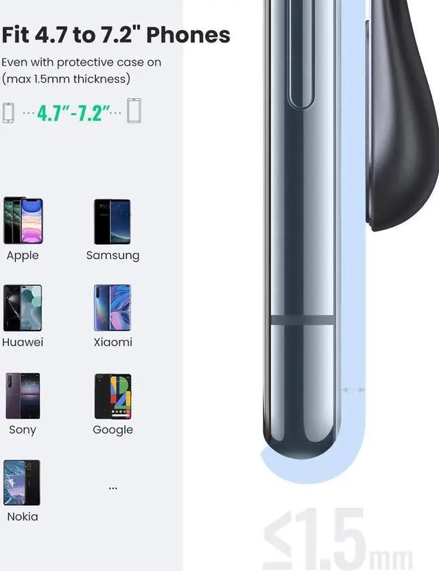 Alt view image 4 of 7 - UGREEN Magnetic Phone Car Mount Air Vent Cell Phone Holder Clip Stand Cradle Compatible for iPhone 13 12 11 Pro Max XR XS X 8 7 Plus SE Samsung S20 S10+ S9 Note 10 Pixel 3 XL and More