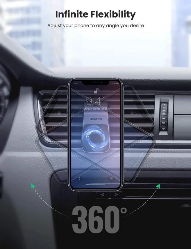 Alt view image 6 of 7 - UGREEN Magnetic Phone Car Mount Air Vent Cell Phone Holder Clip Stand Cradle Compatible for iPhone 13 12 11 Pro Max XR XS X 8 7 Plus SE Samsung S20 S10+ S9 Note 10 Pixel 3 XL and More
