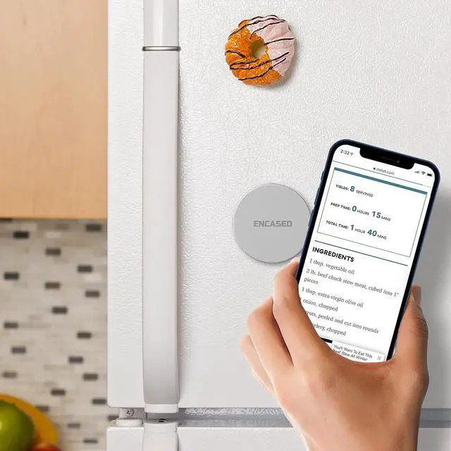 Alt view image 5 of 6 - ENCASED Stick-on iPhone Holder, Compatible with MagSafe Mount (Ultra Slim 0.15") Secure Magnetic Mounting Disk for Wall, Car Dash, Home Gym, Kitchen Fridge Accessories (Adhesive Sticker Back)