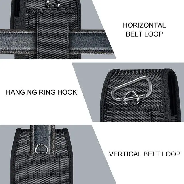 Alt view image 4 of 7 - ykooe Cell Phone Pouch Nylon Belt Holster Case Compatible with iPhone 15, 15 Pro, 14 Pro, 14, 12, 12 Pro, 11, 11 Pro, 13, 13 Pro, XR, Samsung Galaxy S20 S21 S22 S23 S10 S9, Black  L