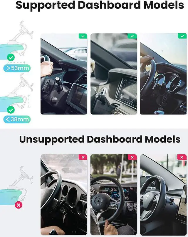 Alt view image 7 of 7 - UGREEN Car Phone Mount Dashboard Clip Cell Phone Holder Mobile Phone Holder for Car Compatible with iPhone 13 Pro Max, iPhone 12 11 Pro Max XS XR SE X 8 7 6 Plus 6S, Samsung Galaxy S20 S10 S9 Plus