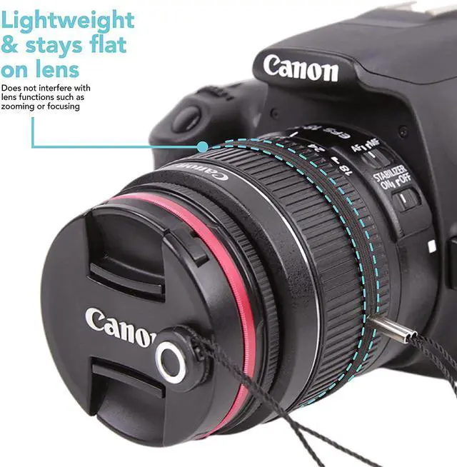 Alt view image 5 of 6 - Foto&Tech Camera Lens Cap Leash with Elastic String, Compatible with Universal DSLR SLR Evil Mirrorless Cameras Video (x3)