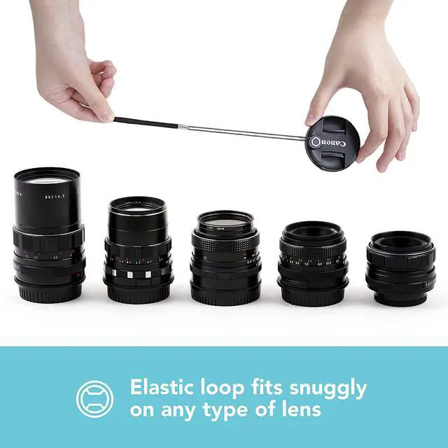 Alt view image 4 of 6 - Foto&Tech Camera Lens Cap Leash with Elastic String, Compatible with Universal DSLR SLR Evil Mirrorless Cameras Video (x3)