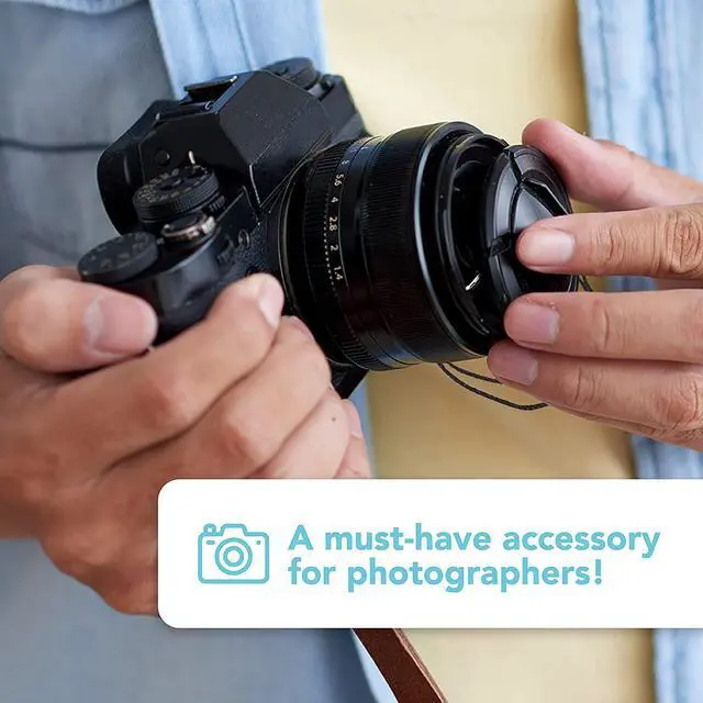 Alt view image 6 of 6 - Foto&Tech Camera Lens Cap Leash with Elastic String, Compatible with Universal DSLR SLR Evil Mirrorless Cameras Video (x3)