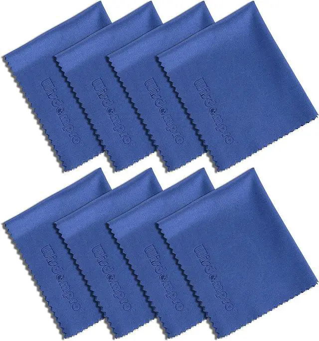 Main image of Wisdompro 8-Pack 6x7 Inches Soft Microfiber Cleaning Cloth, Blue | For Camera Lens, Glasses, Phone, iPhone, iPad, Tablet, Laptop, LCD TV, Computer Screen, Monitor and Other Electronics Device