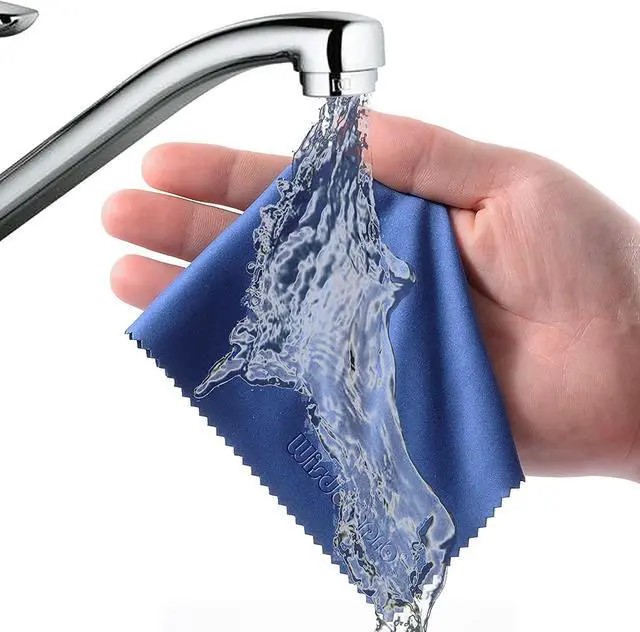 Alt view image 5 of 7 - Wisdompro 8-Pack 6x7 Inches Soft Microfiber Cleaning Cloth, Blue | For Camera Lens, Glasses, Phone, iPhone, iPad, Tablet, Laptop, LCD TV, Computer Screen, Monitor and Other Electronics Device