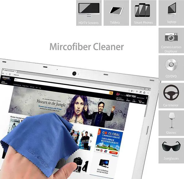 Alt view image 4 of 7 - Wisdompro 8-Pack 6x7 Inches Soft Microfiber Cleaning Cloth, Blue | For Camera Lens, Glasses, Phone, iPhone, iPad, Tablet, Laptop, LCD TV, Computer Screen, Monitor and Other Electronics Device