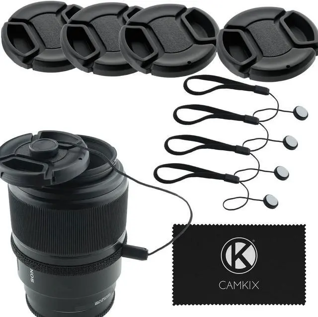 Main image of 52mm Lens Cap Bundle - 4 Snap-on Lens Caps for DSLR Cameras - 4 Lens Cap Keepers - Microfiber Cleaning Cloth Included - Compatible Nikon, Canon, Sony Cameras (52mm)