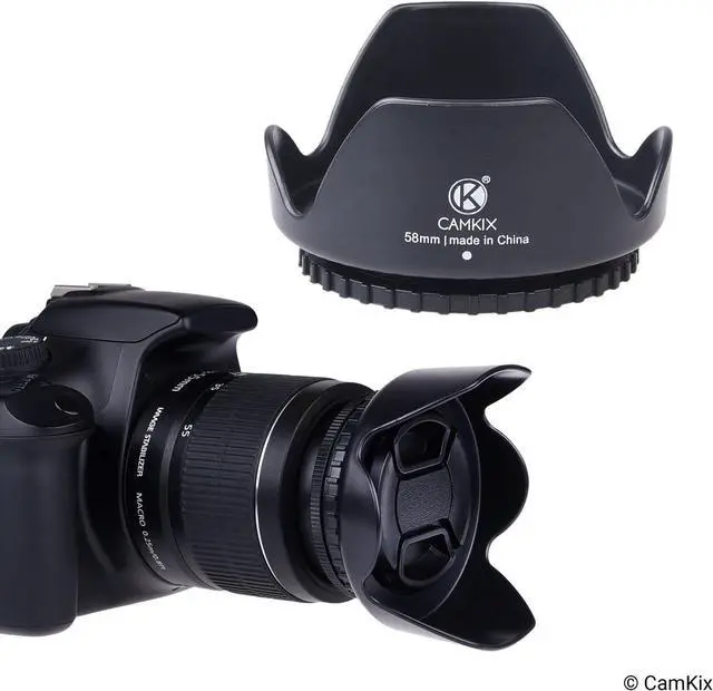 Alt view image 4 of 7 - 58mm Set of 2 Camera Lens Hoods and 1 Lens Cap - Rubber (Collapsible) + Tulip Flower - Sun Shade/Shield - Reduces Lens Flare and Glare - Blocks Excess Sunlight (58 mm, Rubber Hood + Tullip Hood + Cap)