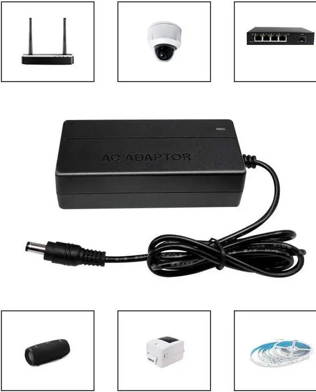 Alt view image 6 of 6 - 12V 4A Power Supply Adapter AC 100-240V to DC 12V 4A 48W Charger LED Transformer with US Plug 5.5X 2.5mm for 12V LED Strip LightLorex Security Camera. etc.