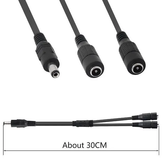 Alt view image 6 of 6 - DC Y Splitter Cable 1 Male to 2 Female,5.5mm x 2.1mm DC Power Extension Adapter Cable,for CCTV Surveillance Cameras,Surveillance Routers,DVR,and More2PCS