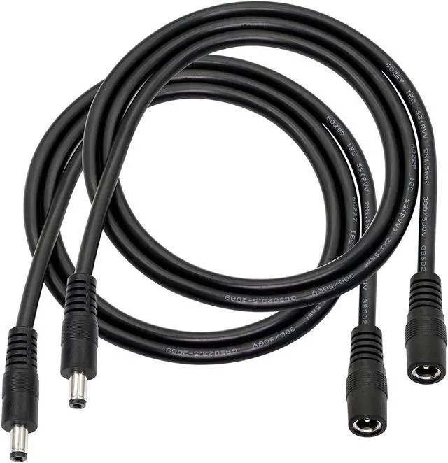 Main image of DC Power Extension CableDC 5.5mm x 2.1mm Male to Female Power Adapter Cable3FT 18AWG Heavy Duty Cord for 12V CCTV Wireless IP Camera,LED,Car,More.-2PCS