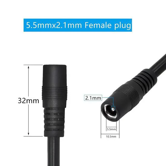 Alt view image 4 of 7 - DC Power Extension CableDC 5.5mm x 2.1mm Male to Female Power Adapter Cable3FT 18AWG Heavy Duty Cord for 12V CCTV Wireless IP Camera,LED,Car,More.-2PCS