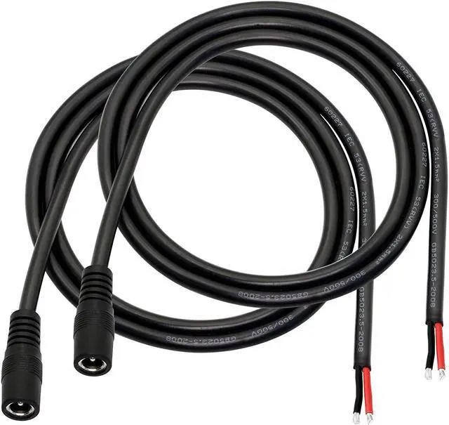Main image of DC Power Pigtails Cable,3FT DC 5.5MM x 2.1MM Female Plug to Bare Wire Open End Power Wire Supply Repair Cable,16 AWG Barrel Connector Pigtail for CCTV Security Camera,DVRLED Strip Light Etc-2 Pcs(F)