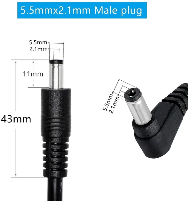 Alt view image 3 of 7 - Right Angle DC to DC Male Power Cable,22AWG DC 5.5MM x 2.1MM Male to 90 Degree DC Male Plug Patch Wire Adapter Extension Cord for Strip Lihgt,CCTV,Car,Monitors,etc(2 Pcs)