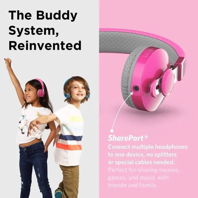 Alt view image 5 of 7 - Untangled Pro On-Ear Wireless Kids Headphones for School, Microphone, Volume Limited, SharePort Technology, SoftTouch Padding, Pink
