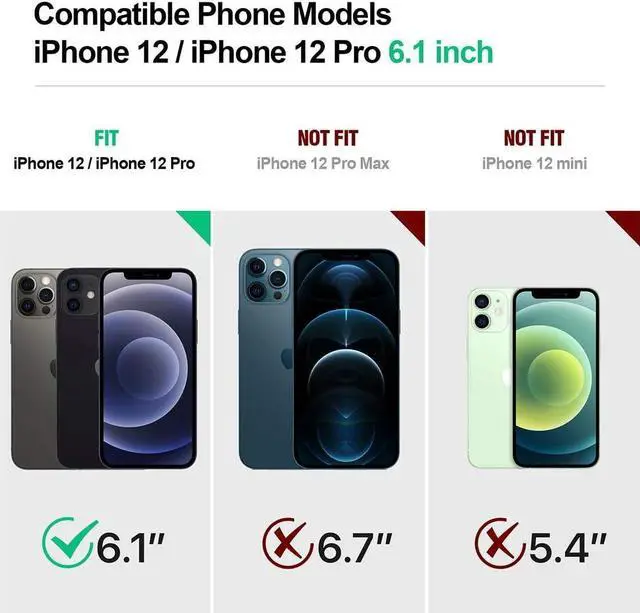 Alt view image 2 of 6 - Poetic Revolution Case Compatible with iPhone 12 / iPhone 12 Pro 6.1 inch (2020 Release), Full-Body Rugged Dual-Layer Shockproof Protective Cover with Kickstand and Built-in-Screen Protector, Black