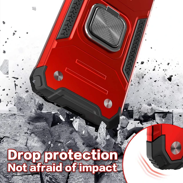 Alt view image 5 of 7 - for Galaxy A20 Case with Screen Protector Shockproof Drop Test Slim Fit Cover with Car Mount Kickstand Lightweight Protective Cover for Galaxy A20/A30 Red