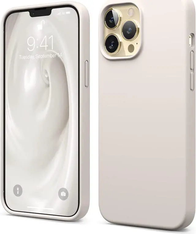 Main image of Compatible with iPhone 13 Pro Max Case, Liquid Silicone Case, Full Body Screen Camera Protective Cover, Shockproof, Slim Phone Case, Anti-Scratch Soft Microfiber Lining, 6.7 inch (Stone)