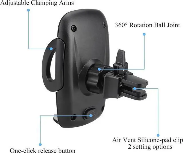 Alt view image 3 of 7 - Car Phone Mount Air Vent Cellphone Holder Cradle 2Pack Universal for iPhone 15/14/13/12/11/11 Pro/11 Pro Max/X Xs XR Xs Max and More Smartphones Black
