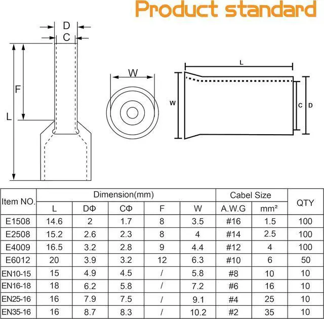 Alt view image 5 of 7 - 390pcs AWG (2 4 6 8 10 12 14 16) Wire Ferrules Kits Crimp Terminal Connector Kits