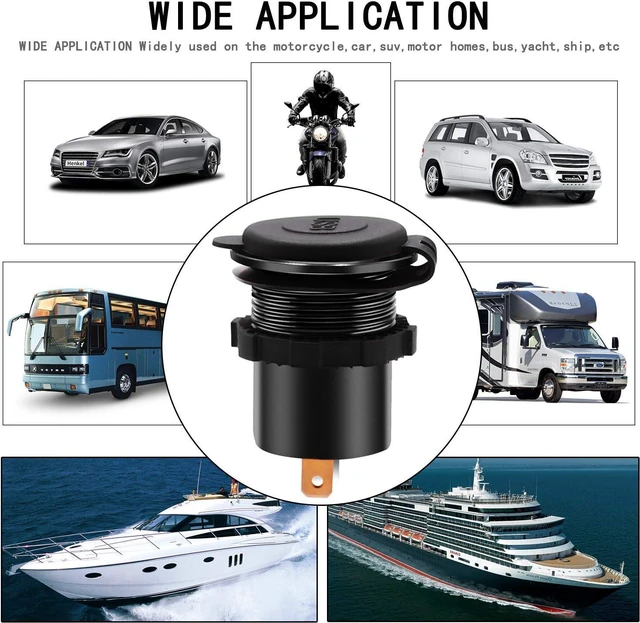 Alt view image 5 of 7 - BlueFire Aluminum Alloy Fast Charging 3.0 USB Charger Socket IP66 Waterproof Dual USB Power Outlet with QC 3.0 USB Port & 5V 2.4A Port Led Light for Car Boat Marine RV Motorcycle(Blue)