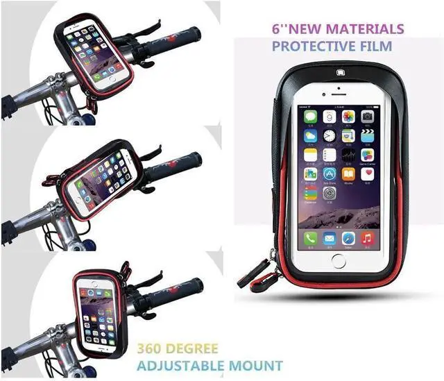 Alt view image 5 of 7 - Bike Handlebar Bag, Universal Waterproof Bicycle Cell Phone Pouch Motorcycle Handlebar Phone Mount Holder Stand Cradle with 360 Rotate for iPhone 13 12 11 Pro Max XS XR Samsung Smartphone up to 6.5''