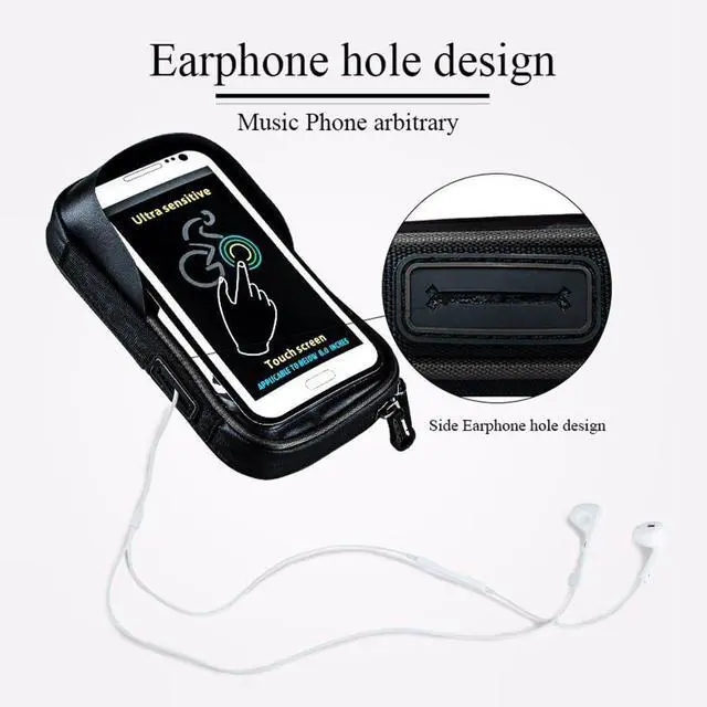 Alt view image 4 of 7 - Bike Handlebar Bag, Universal Waterproof Bicycle Cell Phone Pouch Motorcycle Handlebar Phone Mount Holder Stand Cradle with 360 Rotate for iPhone 13 12 11 Pro Max XS XR Samsung Smartphone up to 6.5''