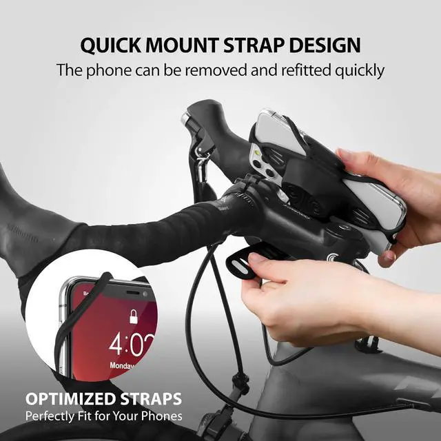 Alt view image 6 of 7 - Bone Bike Tie Pro 4 Bike Phone Mount Bicycle Phone Holder for Stem Mounting 4.7"-7.2" Cell Phones, Ultra Light Phone Mount for Bike Motorcycle, Designed for Road Bicycle Accessories - Black