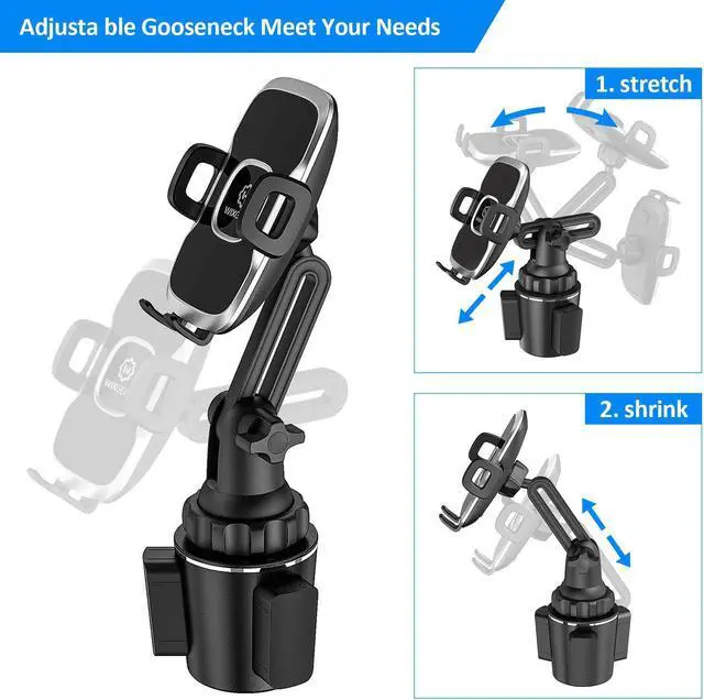 Alt view image 4 of 7 - Cup Holder Phone Mount Adjustable Long Neck Cellphone Holder for Car Upgraded Version Cup Phone Holder for Car with Expandable Side Arms Compatible with iPhone  Google & All Phones