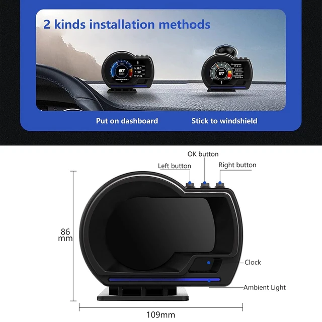 Alt view image 6 of 7 - OBD2 Gauge Display Speedometer for Car All in One with Dual System