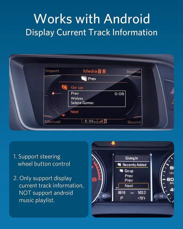 Alt view image 5 of 6 - Car Bluetooth 5.0 aptX-HD Adapter for 30 pin iPod iPhone Music Interface Include Audi Volkswagen Motorcycle (AMI iPod iPhone Cable NOT Included)