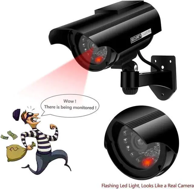 Alt view image 3 of 7 - Solar Powered Bullet Dummy Fake Surveillance Camera Security CCTV Dome Camera with LED Flashing Light for Outdoor/Indoor,Home/Business