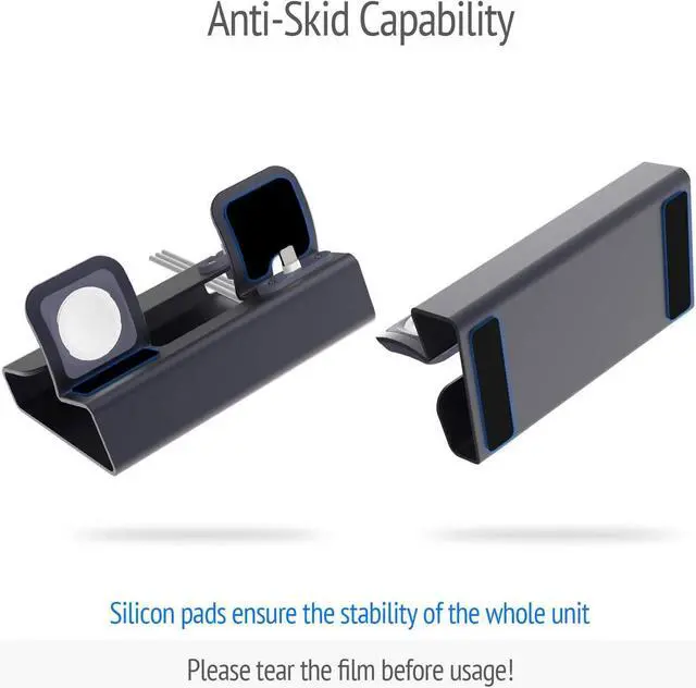 Alt view image 5 of 7 - Sincetop 3 in 1 Charging Stand for Apple Watch Series 8/7/SE/6/5/4/3/2/1 iPhone Airpods, Aluminum Charging Station for Apple Devices Watch Charger Dock Support iWatch NightStand Mode-Gray