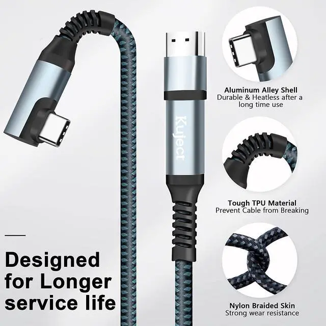 Alt view image 5 of 6 - Kuject Link Cable 20FT Compatible for Quest 3S/3, Quest 2/Pro, Pico 4, Nylon Braided Charging Cord for Rift S/Steam VR Games, USB 3.0 Type C to C High Speed Data Transfer Cables for Gaming PC