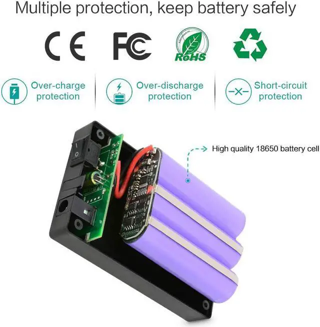Alt view image 3 of 6 - Good Product Outlet Rechargeable 12V DC Output Lithium ion Battery Pack for LED Strip/Light/Panel/Amplifier and CCTV Camera with Charger, Multi-led Indicator Black (3000mAh)