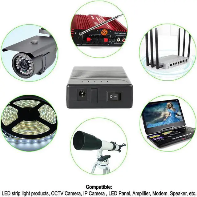 Alt view image 5 of 6 - Good Product Outlet Rechargeable 12V DC Output Lithium ion Battery Pack for LED Strip/Light/Panel/Amplifier and CCTV Camera with Charger, Multi-led Indicator Black (3000mAh)