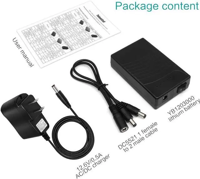 Alt view image 6 of 6 - Good Product Outlet Rechargeable 12V DC Output Lithium ion Battery Pack for LED Strip/Light/Panel/Amplifier and CCTV Camera with Charger, Multi-led Indicator Black (3000mAh)