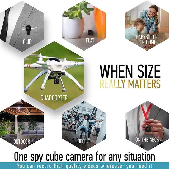 Alt view image 7 of 7 - Mini Spy Camera 1080P Hidden Camera - Portable Small HD Nanny Cam with Night Vision and Motion Detection - Indoor Covert Security Camera for Home and Office - Hidden Spy Cam - Built-in Battery