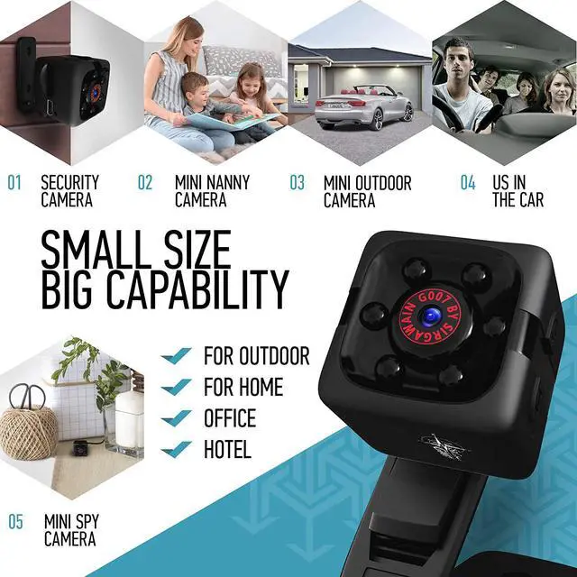 Alt view image 4 of 7 - Mini Spy Camera 1080P Hidden Camera - Portable Small HD Nanny Cam with Night Vision and Motion Detection - Indoor Covert Security Camera for Home and Office - Hidden Spy Cam - Built-in Battery