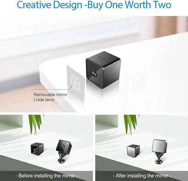 Alt view image 3 of 6 - Bluetooth WiFi Mini Spy Camera,  Wireless HD 1080P Portable Small Hidden Cameras Nanny Cam with Motion Detection, Night Vision & Bluetooth Speaker, IP Surveillance Security Camera Indoor/Outdoor